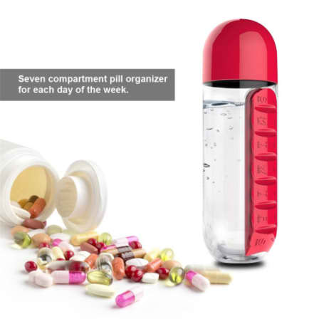 Pill and Vitamin Organizer Water Bottle